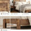 Structure de lit plateforme en bois brun foncé avec rangement - sans bruit, aucun sommier requis, assemblage facile-1085524700-1084822834