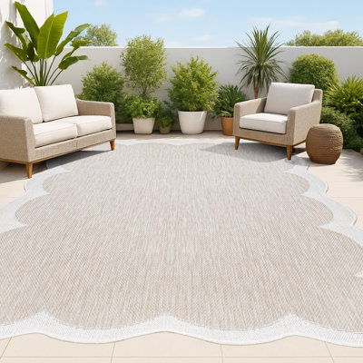 Tapis d'intérieur / extérieur festonné deux tons beige / crème Manado Classic Cottage