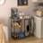Kitchen Stand With Pots Rack, Utility Microwave Oven Stand With Storage, Rustic Brown