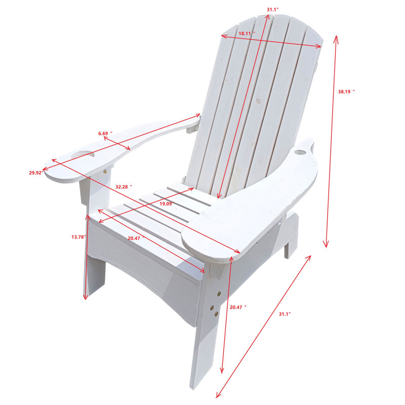White Wood Chair With Umbrella Hole, Comfortable And , For Outdoor & Indoor, Patio, Porch, Deck, Garden, Poolside, Assembly Required Solid Feature - Comfortable, Versatile Outdoor/Indoor Use Poolside