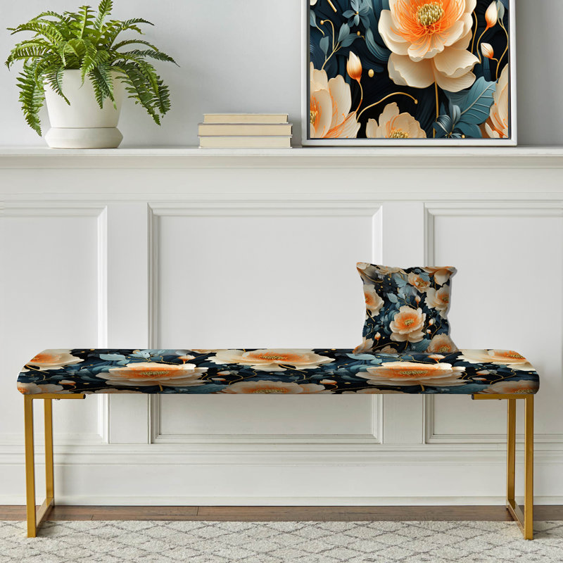 Banc rembourré floral Teal & Peach