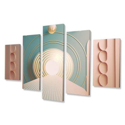 Nettie - Modern Geometric Canvas Wall Art - 5 Panels