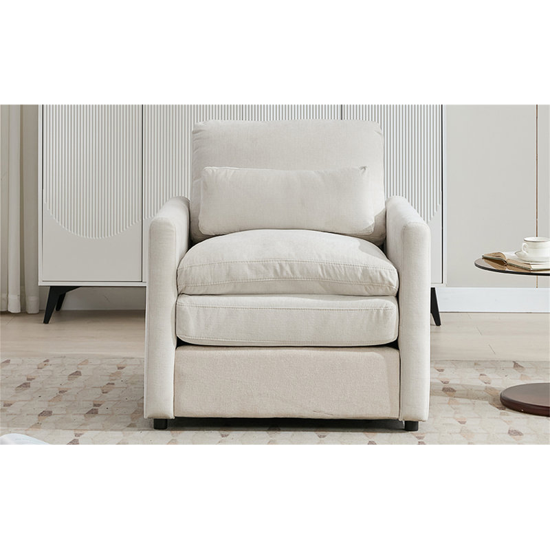 Fauteuil rembourré 31,9 "surdimensionné et confortable, Beige