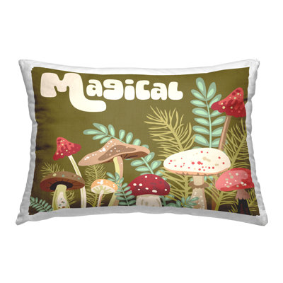Magical Botanical Mushrooms Decorative Printed Throw Pillow Design by Diane Labombarbe