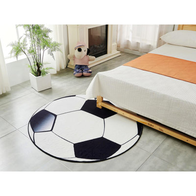 Tapis d'intérieur, tapis lavable à la machine, tapis doux avec forme de ballon de soccer