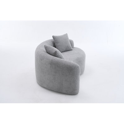 Canapé moderne deux places en chenille incurvée en S de 170 cm, canapé modulaire ergonomique en mousse à double profondeur avec coussins pour petits espaces, gris pâle