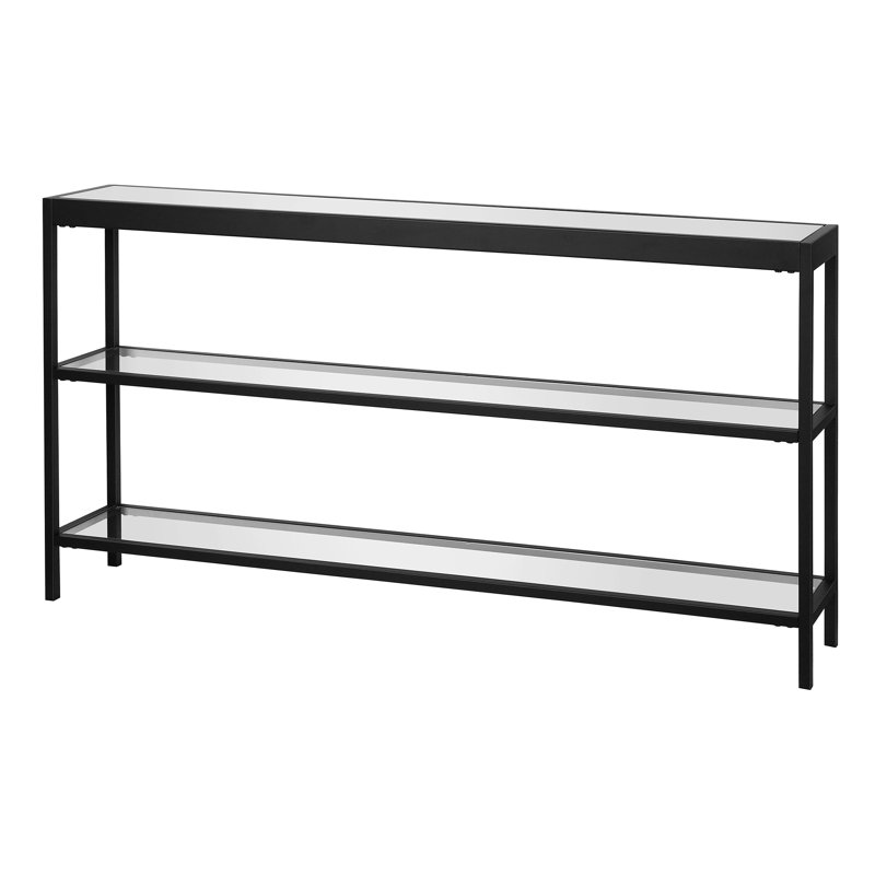 Alexis Glass Top Console Table, 73.66 H x 135.3 W x 21 D cm, Black