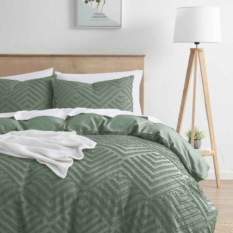 Ensemble de housse de couette Modern Boho, Housse de couette pour très grand lit et 2 très, Vert