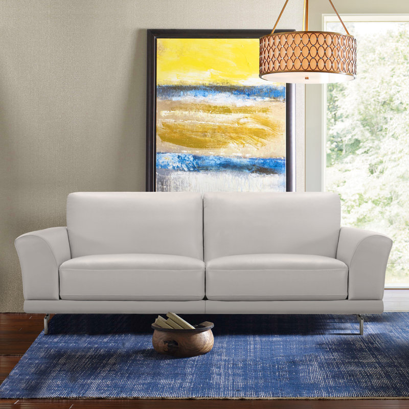 Randalholme 87'' Faux Leather Sofa, Dove Gray Genuine Leather