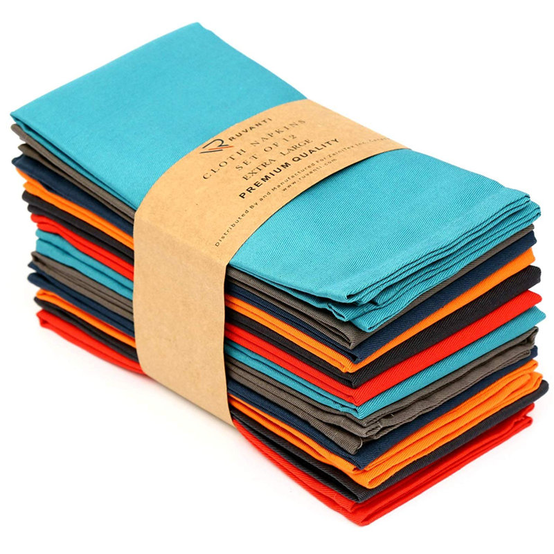 Multi Color Cotton Square Cloth Napkins, Multicolor