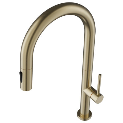 Karran Slim Pull-Down Kitchen Faucet, 25mm Thin Body, Modern Design, Dual Spray in Spot-Free Champagne Bronze