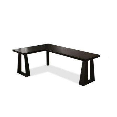 Black L-Shaped Solid Wood desk