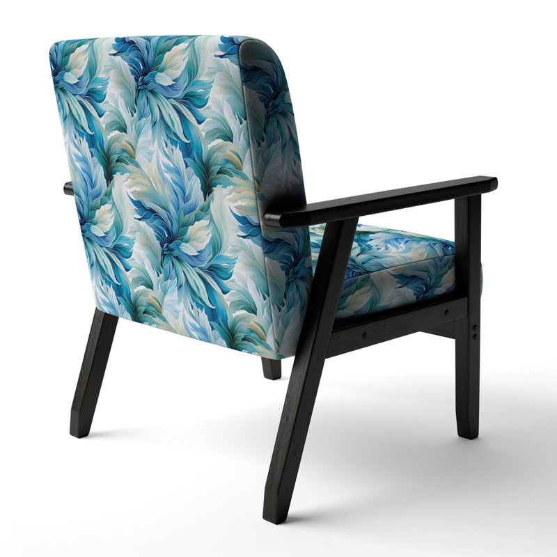 Oceanic Mirage Tropical Pattern - Upholstered Coastal Arm Chair, Blue Accent Chair