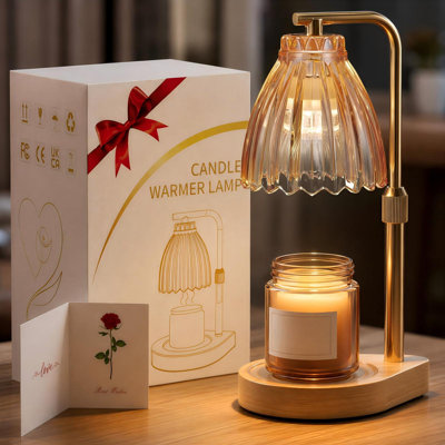 Cadeau pour femme, lampe chauffe-bougie avec hauteur réglable, minuterie et variateur, cadeau d'anniversaire pour femme, coffret cadeau élégant et carte de souhaits, lampe à bougie avec 2 ampoules pour la décoration de la maison/chambre/bureau