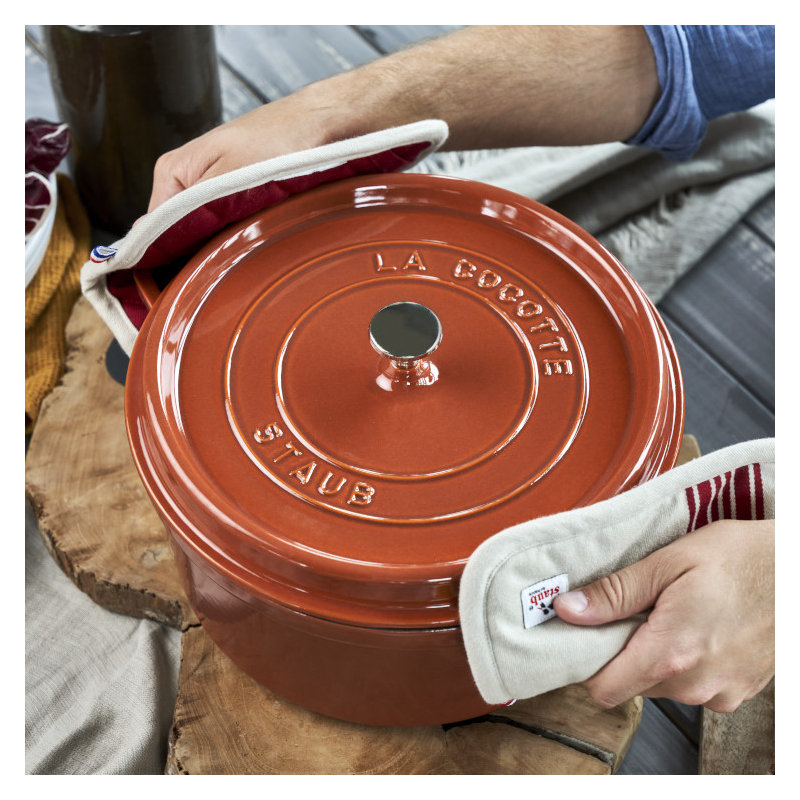 La Cocotte Cast Iron Round Cocotte, Burnt Orange, 2.75 quarts