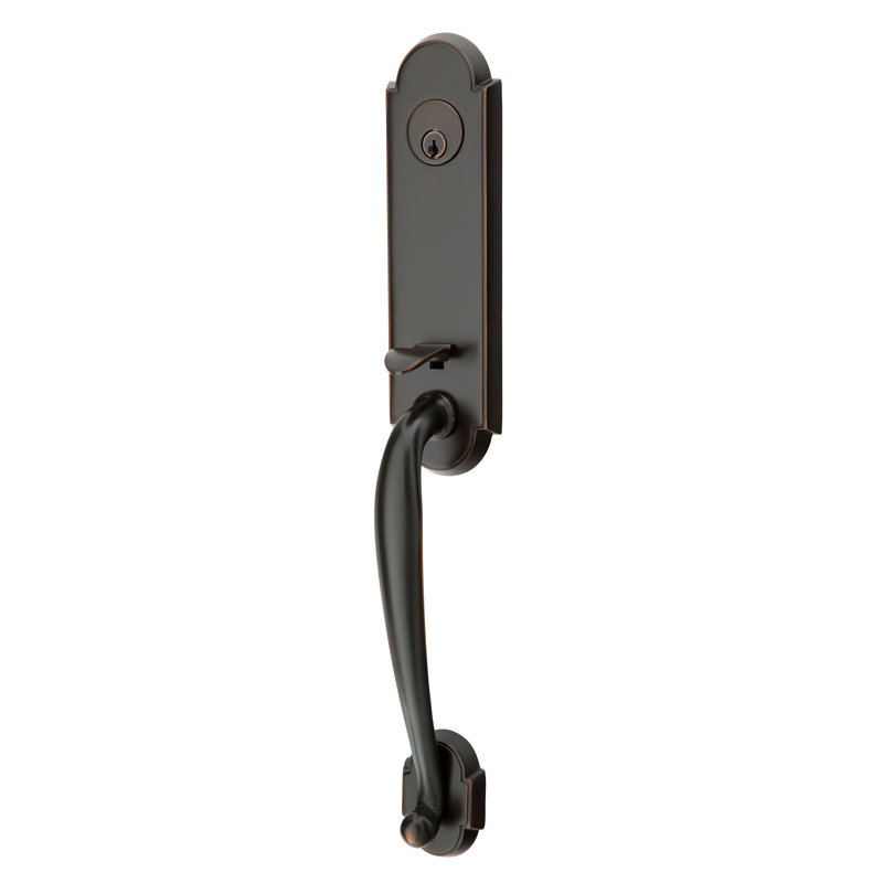 Entretoise tubulaire double cylindrique Emtek Richmond, Bronze huilé, Levier Wembley, Gaucher