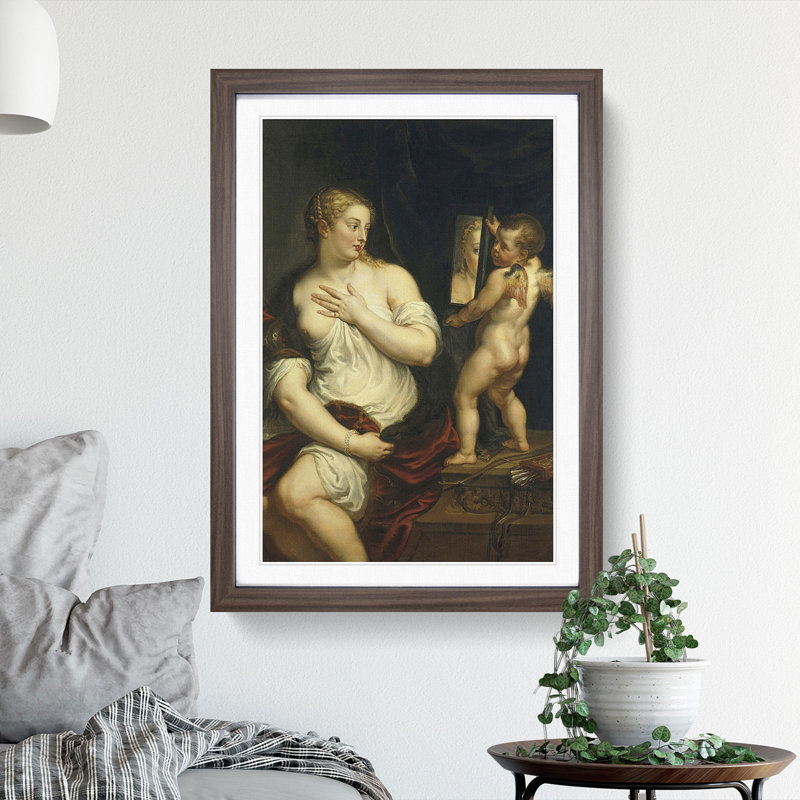Venus and Cupid by Peter Paul Rubens - Picture Frame Painting, 48cm H x 36cm W x 2cm D, Walnut Framed
