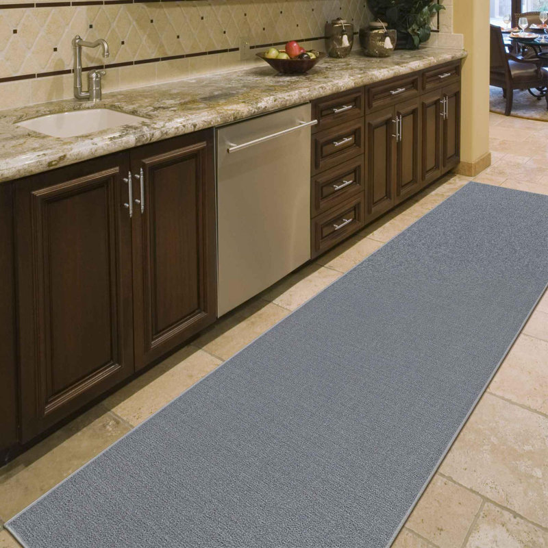 Gray Machine Washable Non-Slip Runner Rug