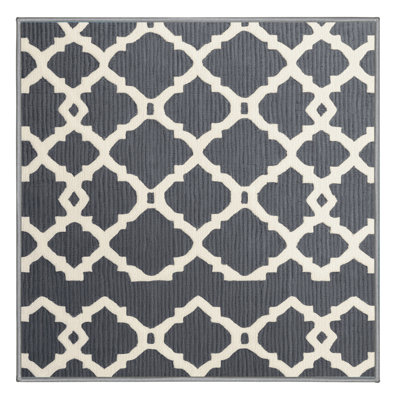 Machine Washable Trellis Gray Area Rug