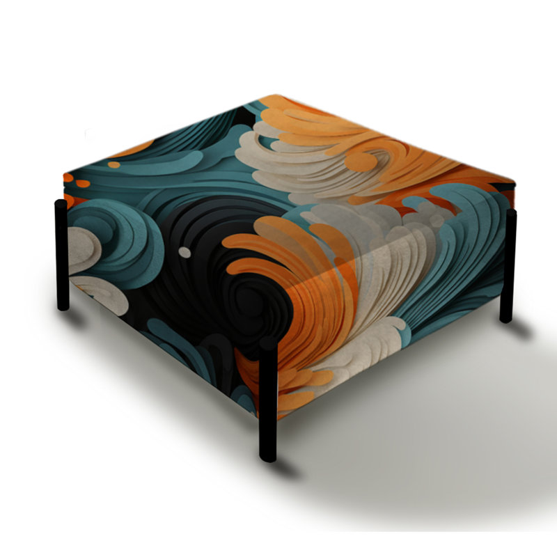 Orange et bleu sarcelle abstrait vagues - grand repose-pieds carré abstrait