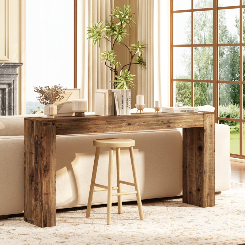 Console 63 po en bois massif récupéré, conception minimaliste à assemblage rapide