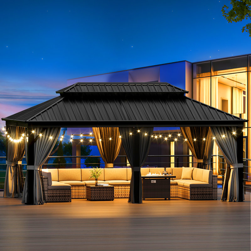 Aluminum Patio Gazebo with Double Roof, 20 ft x 12 ft