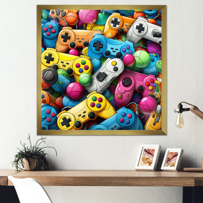 Colourful Gaming Controllers Ps - Art mural de jeux vidéo