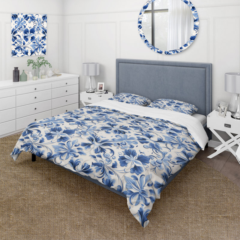 Ensemble de housse de couette Cobalt Fretwork Ii Victorian Pattern I - Damask