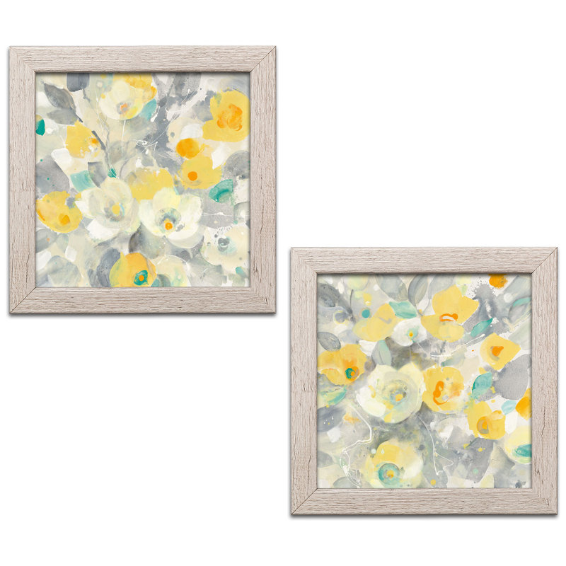 Ensemble d’impression 2 pièces «buttercups i & ii, H 12 po x l 12 po x P 0,75 po, Papier encadré patiné