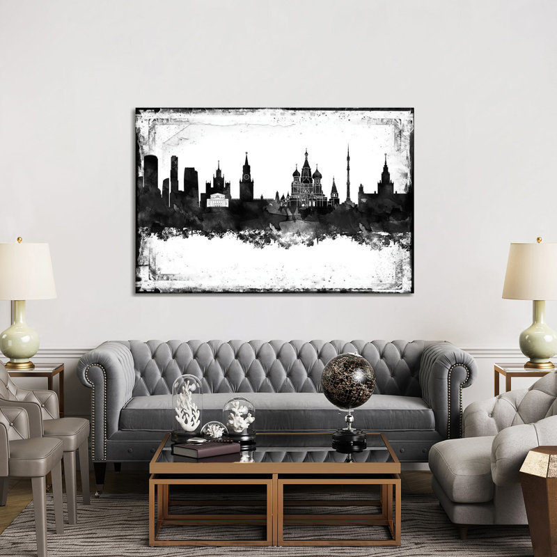 Moscow Black & White Film by WallDecorAddict - Wrapped Canvas Print, 152.5 cm H x 101.5 cm W