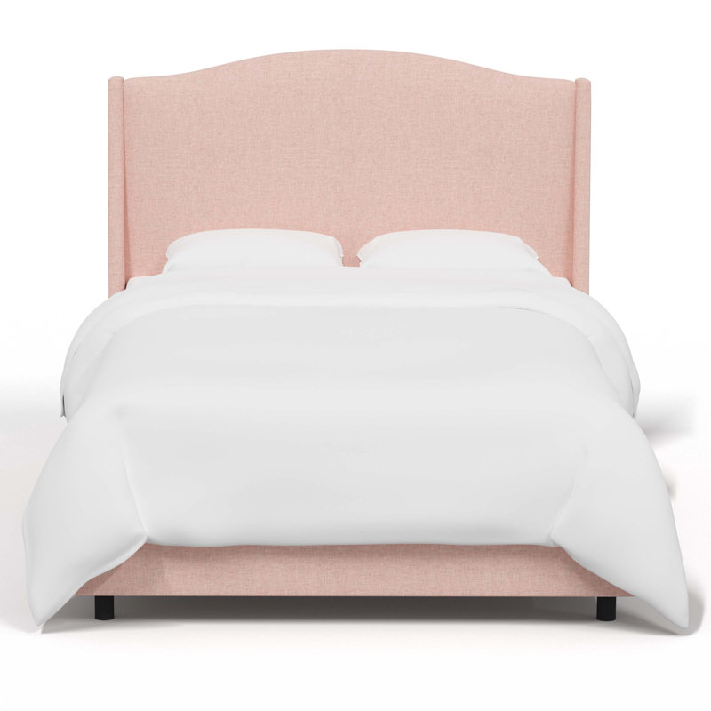 Claritha Upholstered Wingback Bed, Zuma Rosequartz Textured Linen, Full