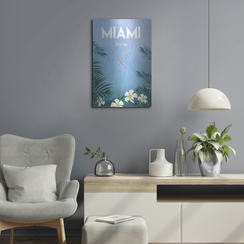  «Miami» par Arctic Frame, art mural en métal, 16 po x 24 po