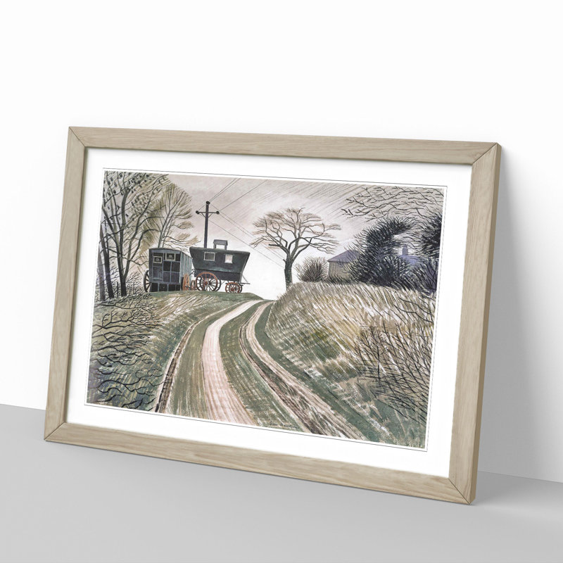 Cart on Hill by Eric Ravilious - Picture Frame Painting, Oak Framed, 27cm H x 36cm W x 2cm D