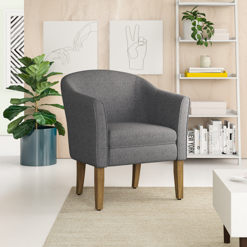 Ashland Upholstered Barrel Chair, Charcoal 100% Polyester