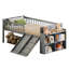 Bed Frame With Storage Shelf, Wooden Bed With Slide And Ladder, Guardrail-376879362