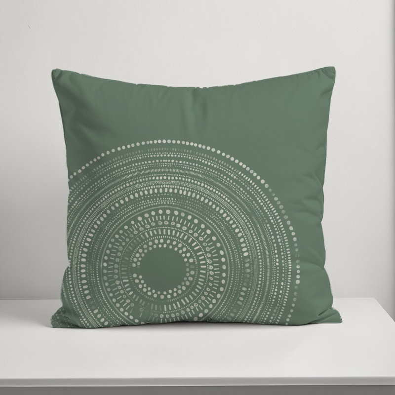 Abstract Outdoor Reversible Throw Pillow, Green