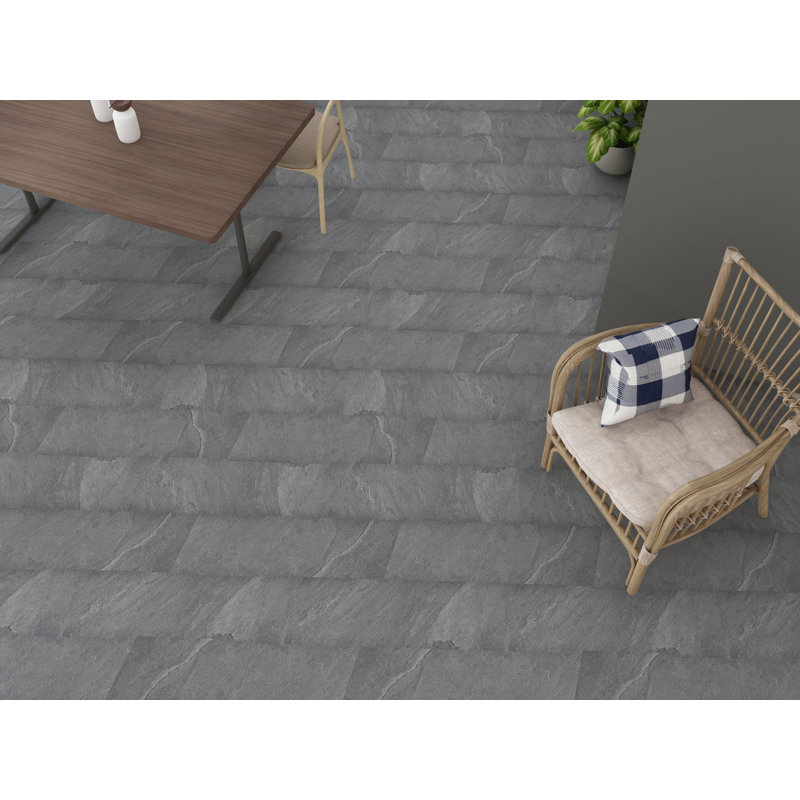 45.72 cm x 15.24 cm Vinyl Floor Tiles, 50 Per Pack, Stone Gray