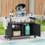 Opaline Rolling 54.5" Outdoor Kitchen Island With Stainless Steel Tabletop With Lockable Wheels