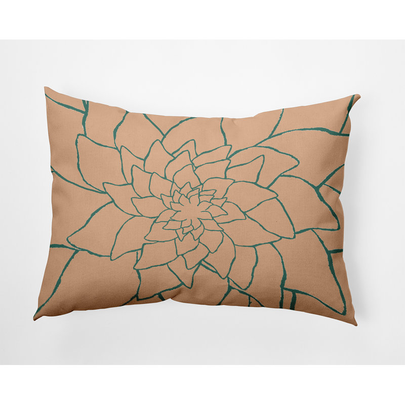 Coussin lombaire à motif floral, Orange clair / vert