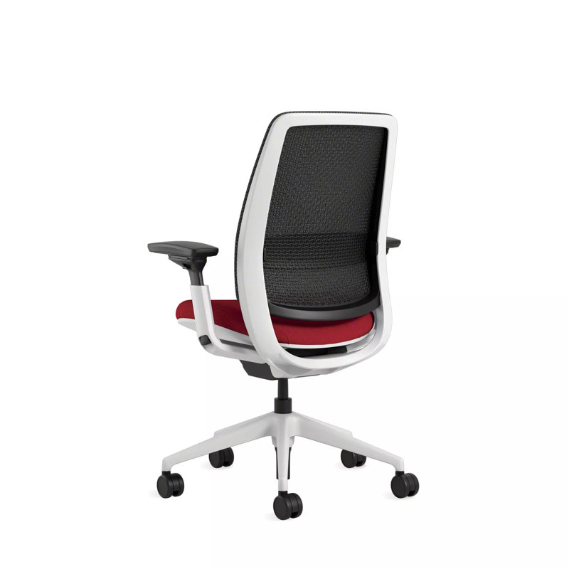 Steelcase Series 2 3D Microknit Airback Task Chair, Seagull, Scarlet/Graphite, Carpet