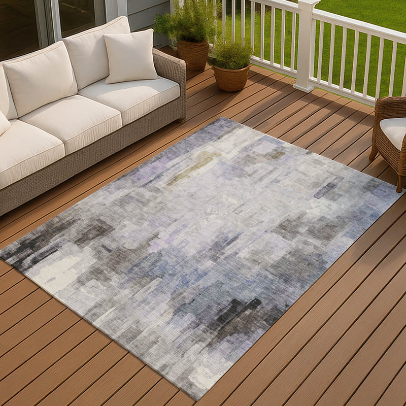 Machine Washable Indoor/Outdoor Chantille ACN2668 Abstract Rug, 9' x 12', Lavender
