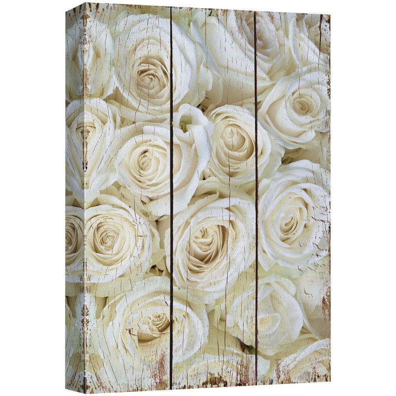 " White Carnation Flower Collage On Wood Panels Wilderness Chic ", 18" H x 12" W