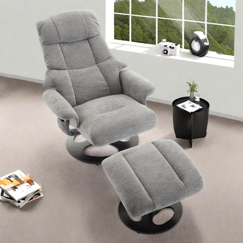 Ergonomic Recliner Chair with Massage, Heating, 360° Swivel & Adjustable Backrest, Gray