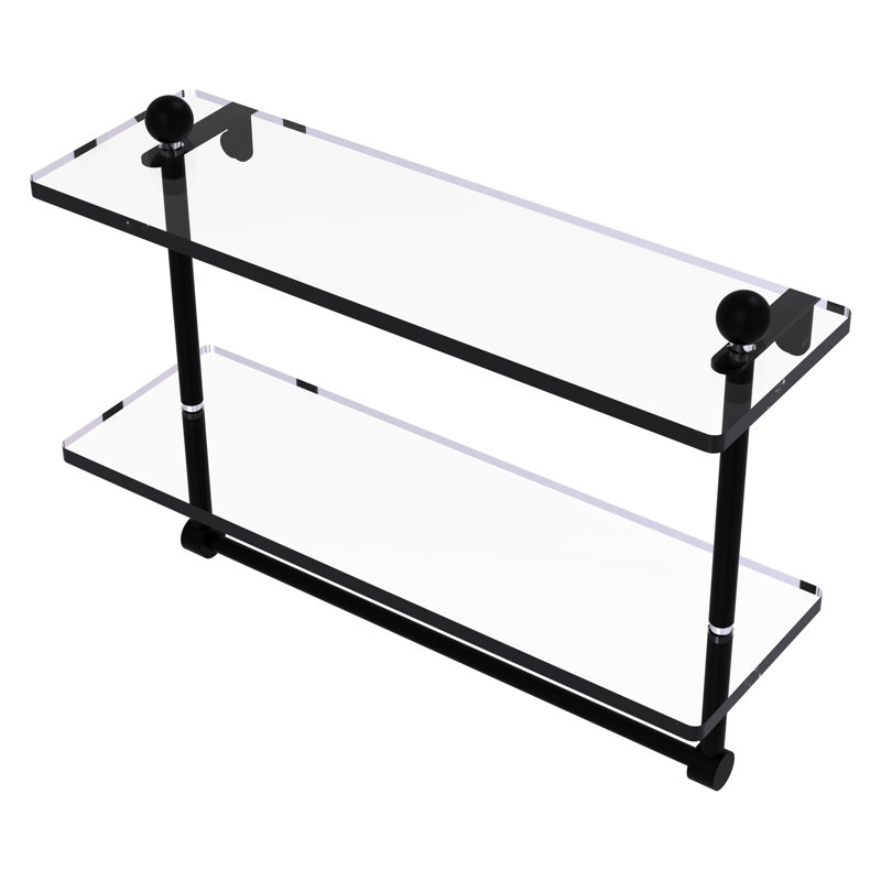 Gober 2 Piece Tiered Shelf with Towel Bar, 16", Matte Black
