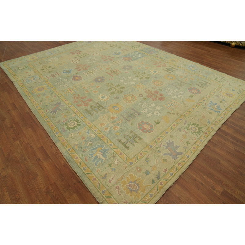 Tapis turc transitionnel en laine Oushak 9x12