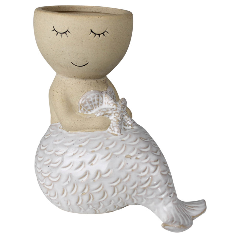 Bortzer Ceramic Sitting Mermaid Cachepot