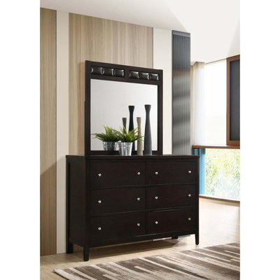 Ensemble de commode contemporaine à 6 tiroirs avec miroir rembourré Contemporary