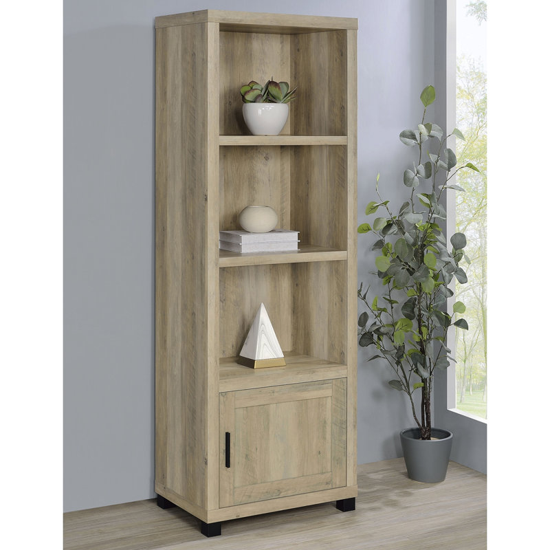 Tour média en bois d'ingénierie à 3 tablettes Vivek, Blanc naturel délavé