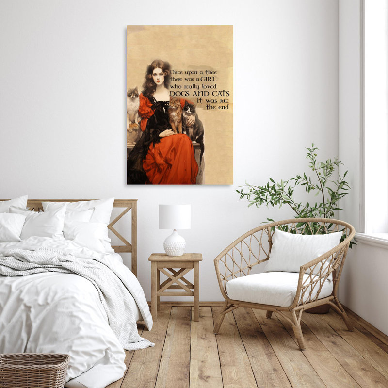 «Dajour A Girl Lived Dogs and Cats On», reproduction sur toile, H 14 po x l 11 po x P 1,25 po