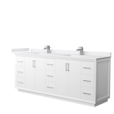 84'' Double Bathroom Vanity with Cultured Marble Top